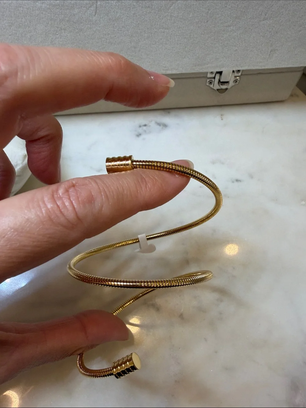 Cable twisted gold cuff bracelet stretchy stainless steel.